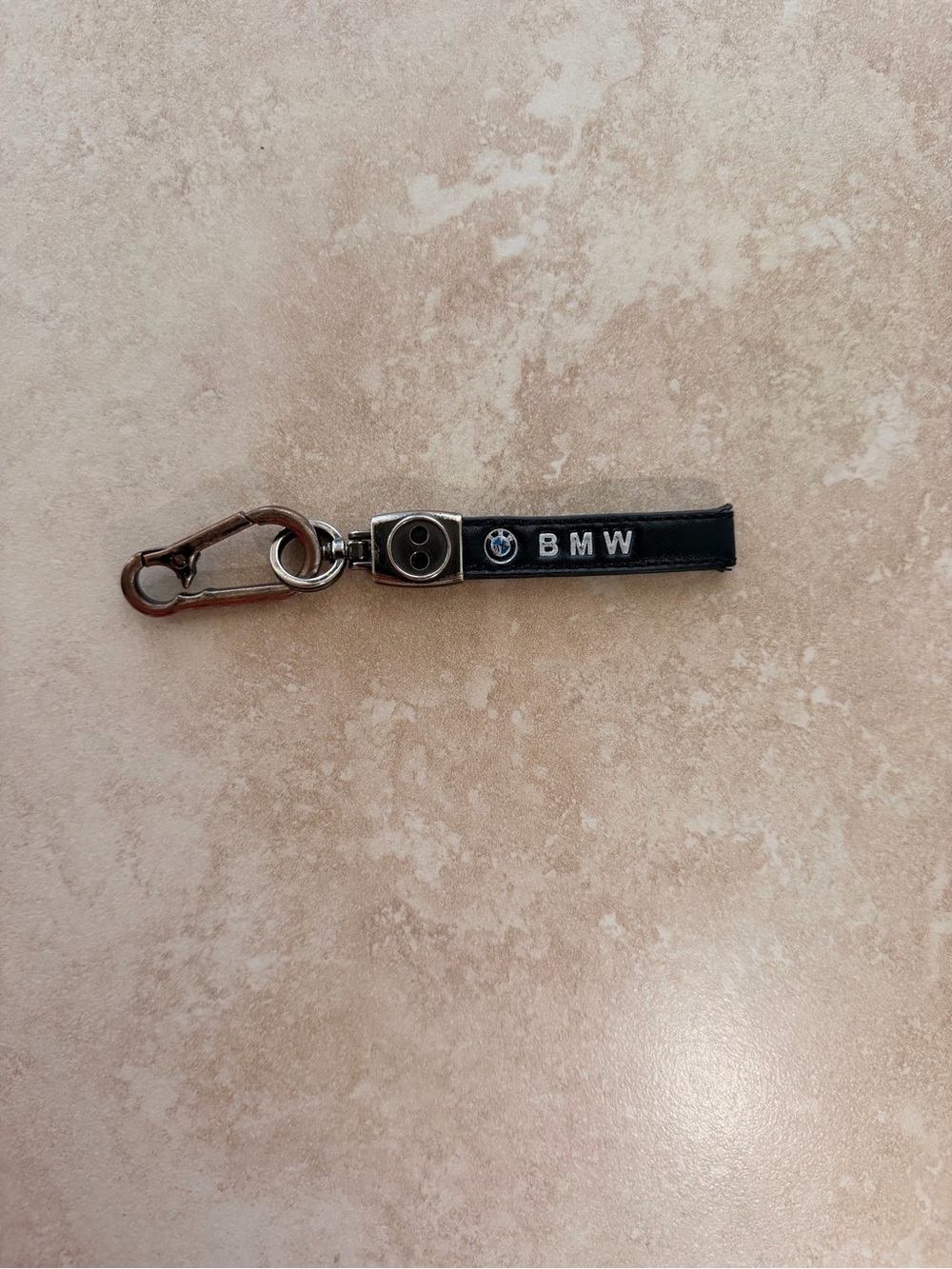 BMW Black Leather Keychain